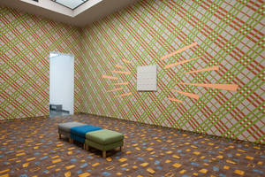 Installation view, Exhibition: Rien ne va plus, Wallpainting for Schoonhoven, 2009, Lily van der Stokker, Part of Play Van Abbe Part 1, Van Abbemuseum, Eindhoven. Photo: Peter Cox 